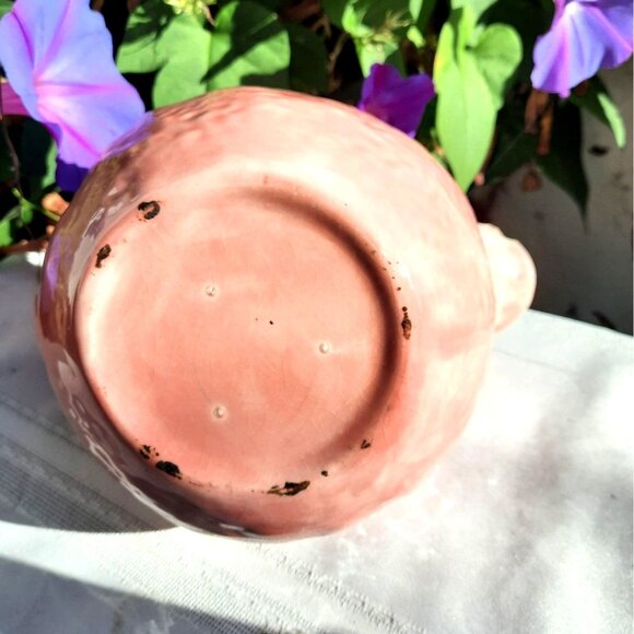 Vintage Stoneware Jug Pink Vine Strawberry Pottery Pitcher 1940s - Picture 2 of 5
